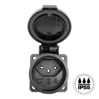 Einbausteckdose 1xT13 (10A/250V) IP55 schwarz