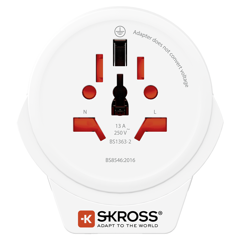 SKROSS Adapt. de voyage PRO Monde - Monde +1xUSB-A 3 pôles max. 7A avec fusible