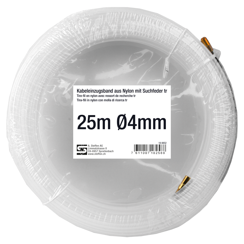 Tire-fil en nylon 25m Ø 4mm avec ressort de recherche tr