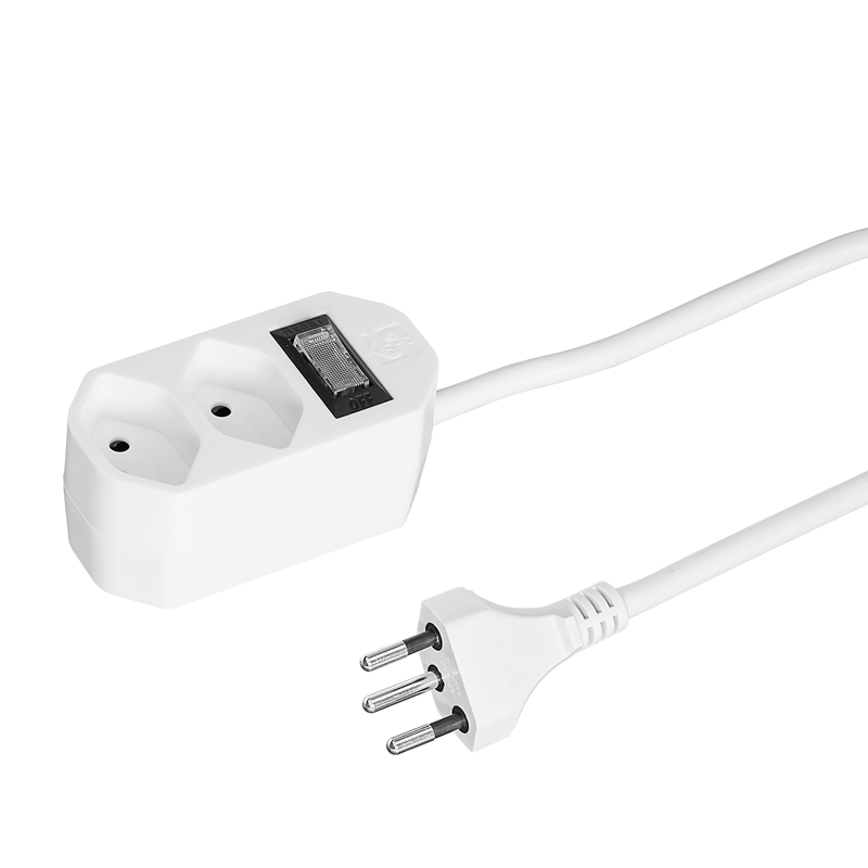 Multiprise COMPACT 2xT13 1.5m avec interrupteur bl