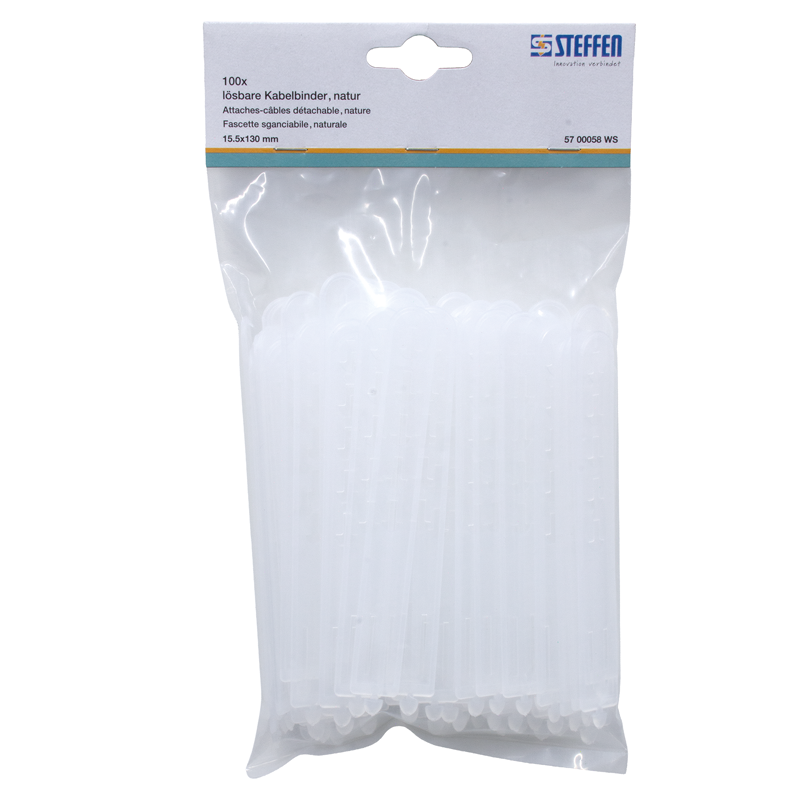 Fascette naturale 130mm x 15.5mm sganciabile, Pack à 100 pz.