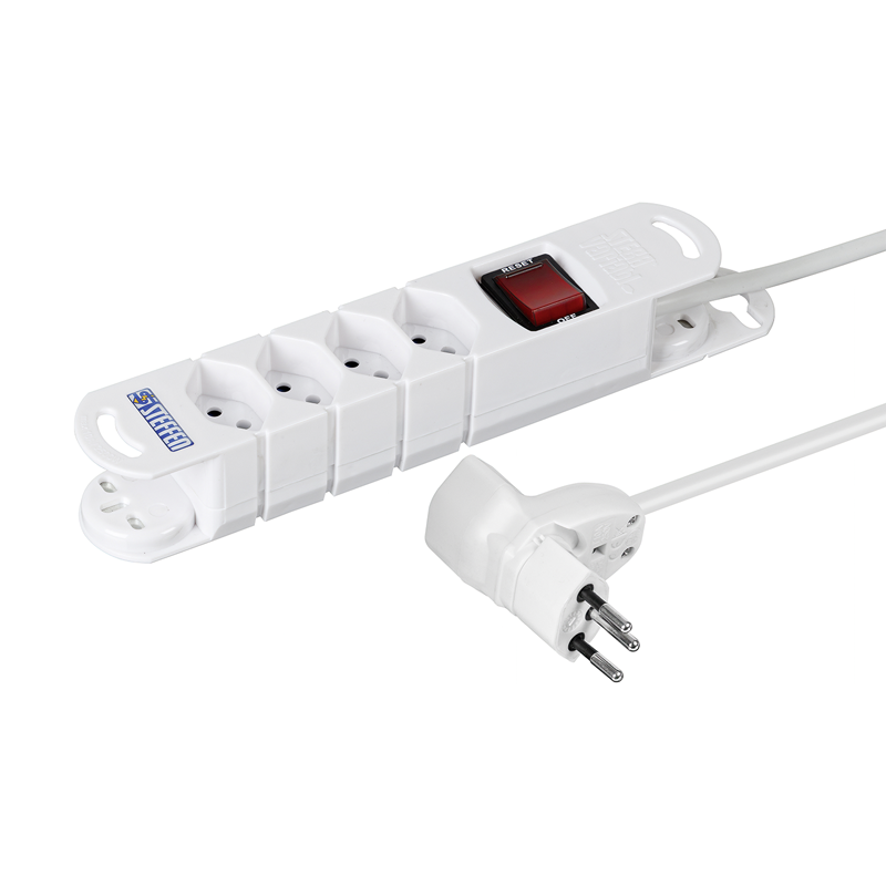 Steckdosenleiste VARIABL 4xT13 3m mit Schalter + Dreh-Winkelstecker MISTER T ws