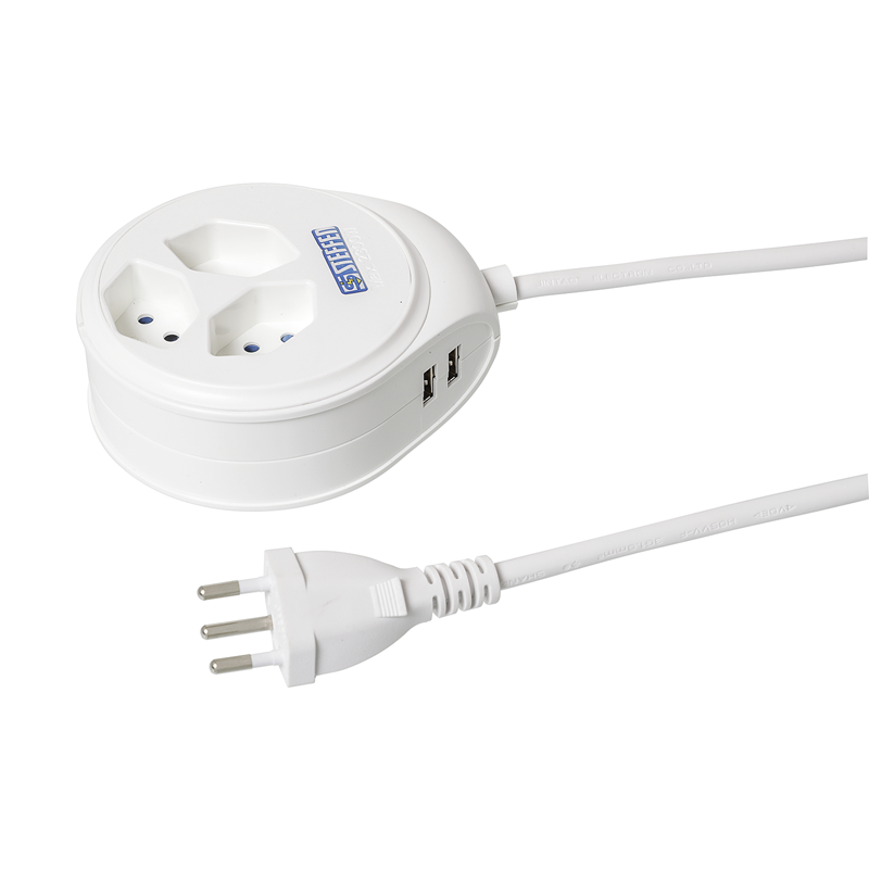 Presa multipla DISC 3xT13 + 2xUSB-A 1.5m con interruttore bi