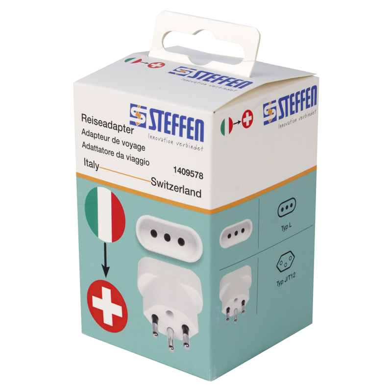 Reiseadapter Italien - Schweiz 3-polig max. 10A ws