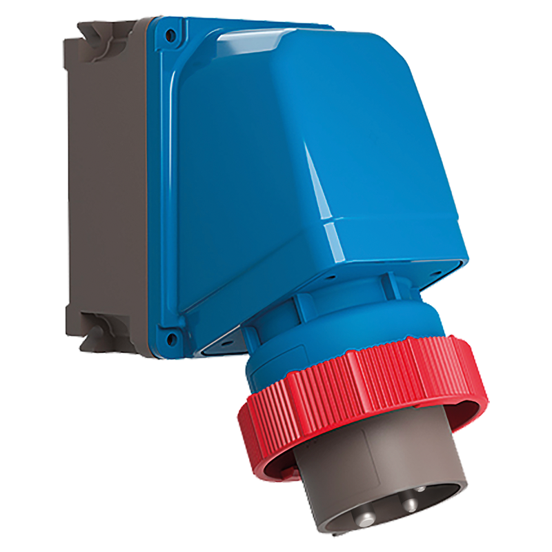 CEE 65° Wand-Stecker 16/4 400V 6h vernickelt