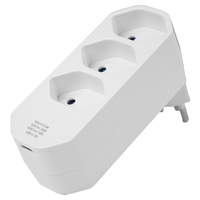 Mehrfachadapter MANTA 3xT13 + 1xUSB-C PD drehbar 320° ws