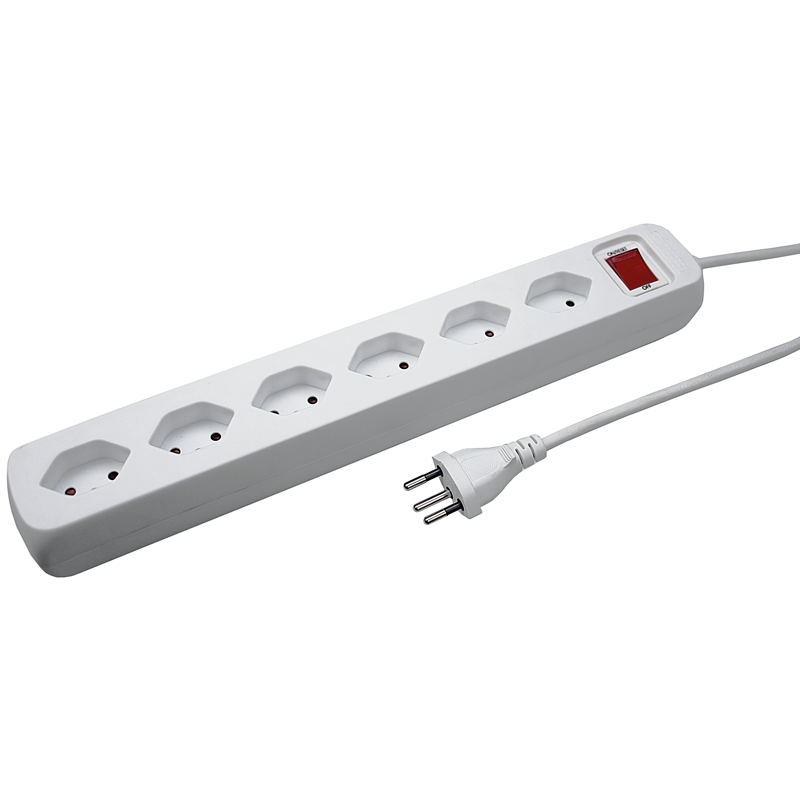 Steckdosenleiste POWER EASY 6xT13 1.5m mit Schalter ws