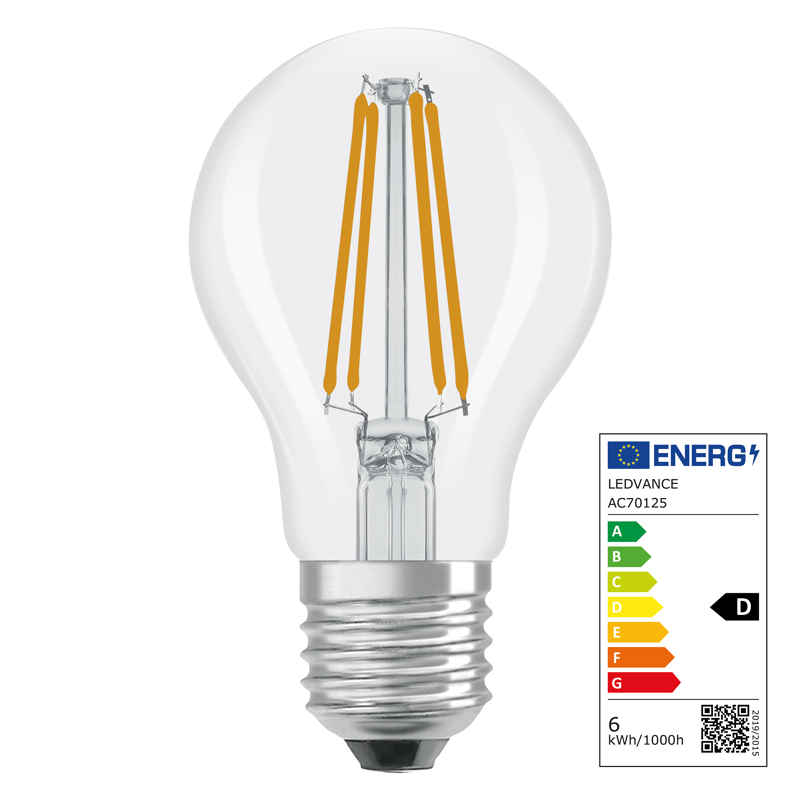 Osram LED Retrofit Classic A Filament E27 240V 5.9W (60W) 806lm clair WW