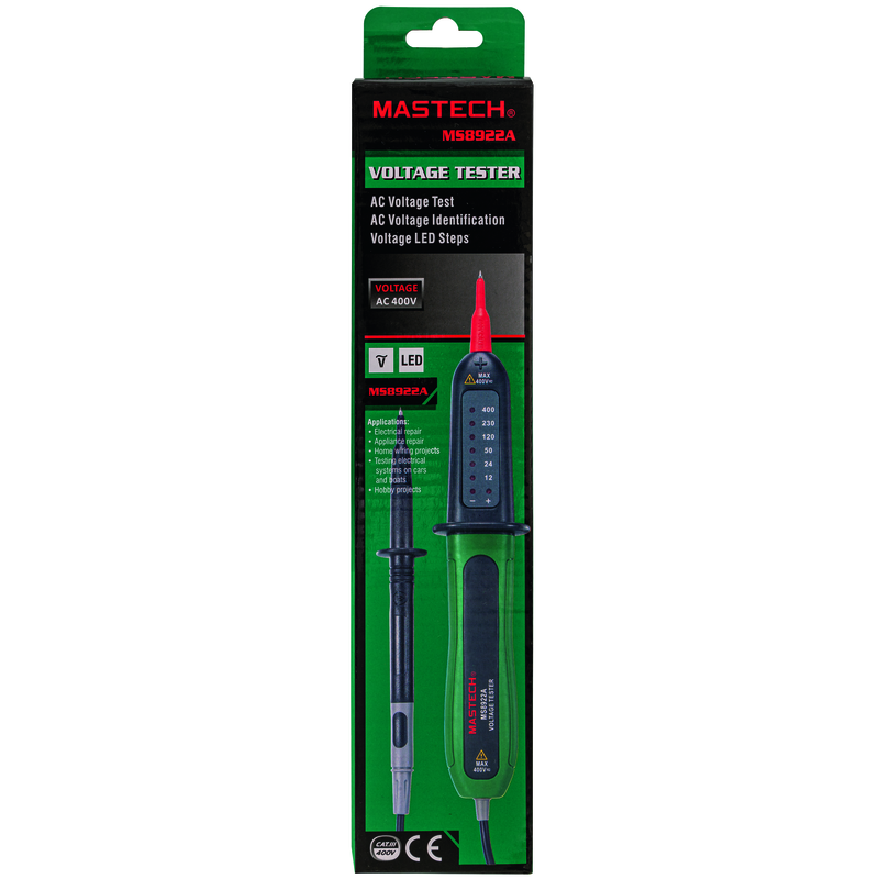 MASTECH Test. de tension à stylo MS8922A AC/DC (12-400V) CATIII 400V IP54 ve/nr