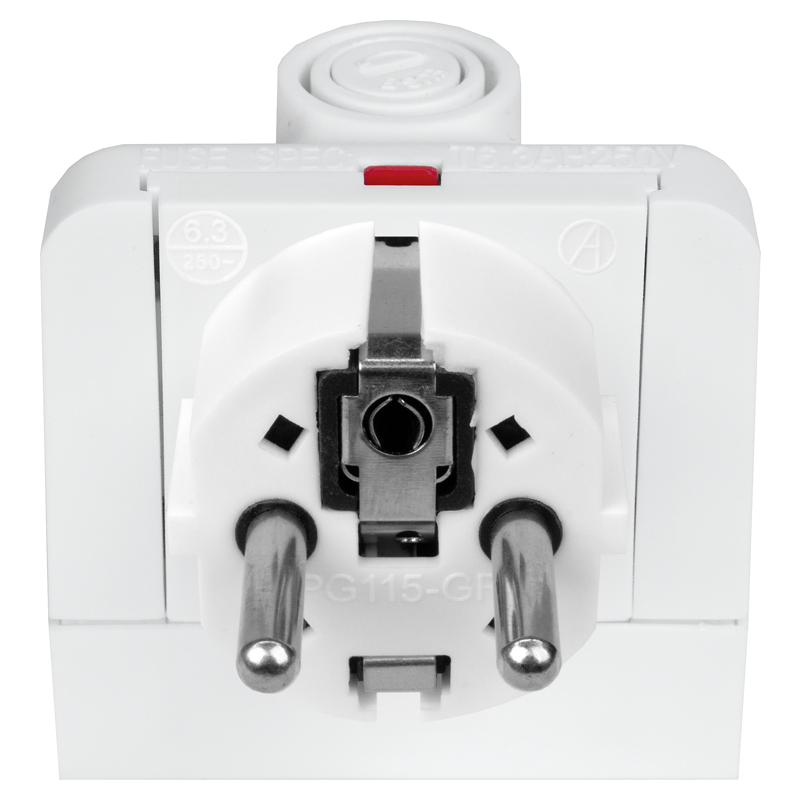 Reiseadapter-Set Schweiz - World 3-polig max. 6.3A mit Sicherung ws