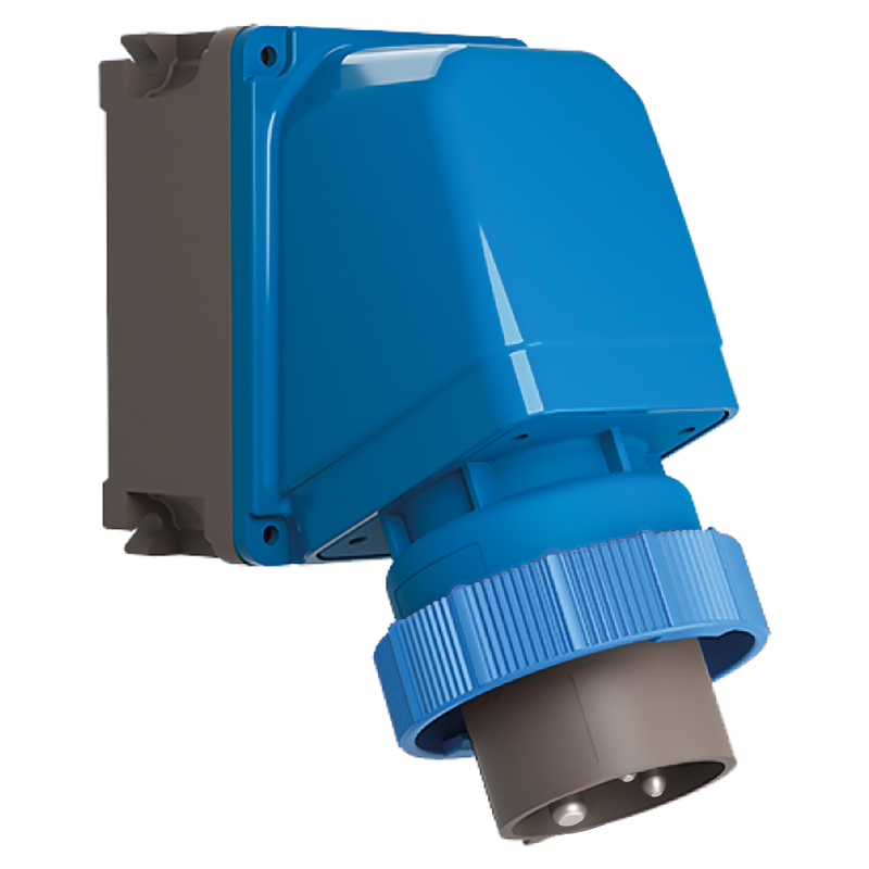 CEE 65° Wand-Stecker 16/3 230V 6h vernickelt