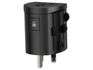 SKROSS Reiseadapter ALPHA mit USB-Ladegerät 1x Typ C + 1x Typ A, 10A, schwarz