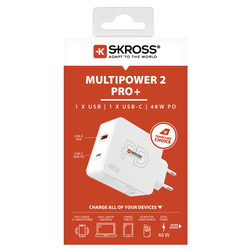 SKROSS Adapt. de charge 48W PD 1xUSB-A + 1xUSB-C max. 6.0A, bl