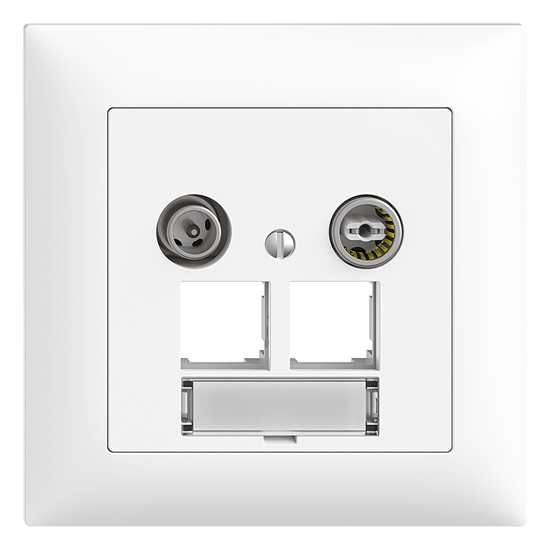 EDIZIOdue UP-Antennensteckdose TV/DAT + 2xRJ45 (LEER) 5-2000Mhz 11dB geschirmt